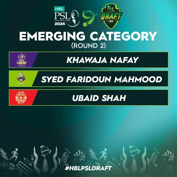 Emerging Category Round 2 Picks for HBL PSL 9