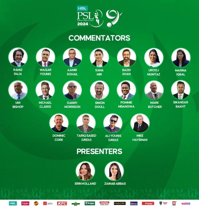 HBL PSL 9 Commentators and Presenters