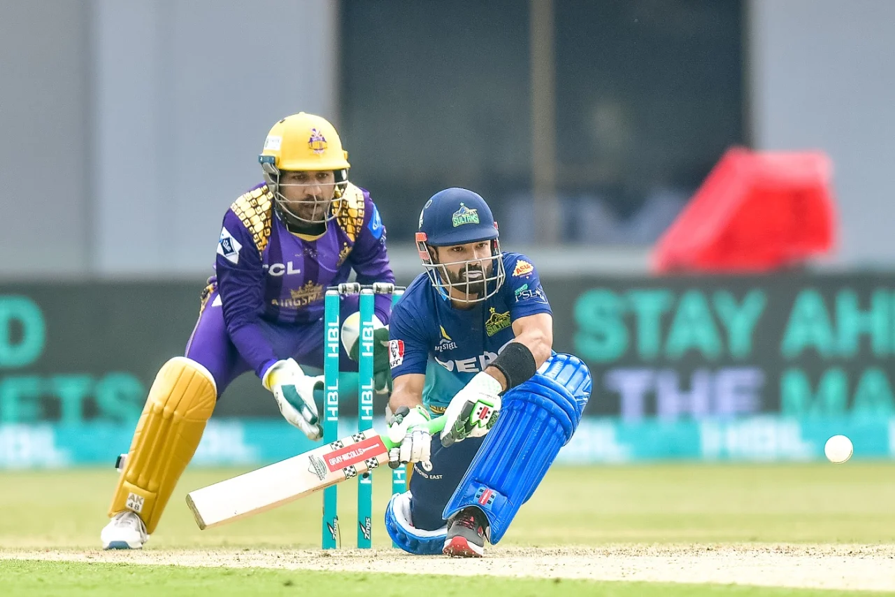 Mohammad Rizwan goes for a sweep, Multan Sultans vs Quetta Gladiators, Multan, PSL, February 25, 2024